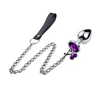 Plug anale Plug anale con catena al guinzaglio in acciaio inossidabile con campanelle per stimolare il massaggio del culo SM Giocattoli erotici per punto G per adulti(Round Purple-S)