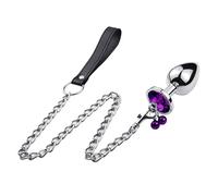 Plug anale Plug anale con catena al guinzaglio in acciaio inossidabile con campanelli per stimolare il massaggio del culo SM Giocattoli erotici per punto G per adulti(Round Purple-L)