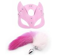 Plug anale Plug anale con maschera Bondage PU Leather Roleplay Giochi per adulti giocattolo Cosplay (rosa)