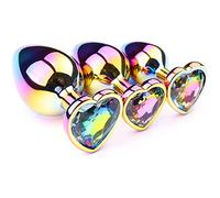 Plug anale Plug anale con sfumatura arcobaleno Plug anale colorato Plug anale in metallo con cristallo arcobaleno(B)