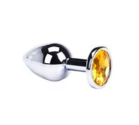 Plug anale Plug anale Cosplay Stainless Smooth Mini Round Metal teel Dildo Butt Plug Coda Massaggiatore della prostata giocattoli del sesso per adulti (giallo)