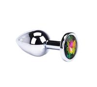 Plug anale Plug anale Giocattoli del sesso Rotondo in metallo inossidabile Acciaio liscio Butt Piccola coda Dildo Intimo Goods(Rainbow-M)