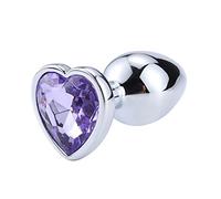 Plug anale Plug anale in acciaio inossidabile a forma di cuore Plug anale diamantato Giocattoli ano di cristallo Massaggiatore prostatico Prodotti per adulti Giocattoli sessuali (Viola chiaro, S)
