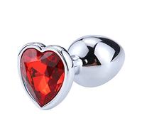 Plug anale Plug anale in acciaio inossidabile a forma di cuore Plug anale diamantato Giocattoli ano di cristallo Massaggiatore prostatico Prodotti per adulti Giocattoli sessuali (rosso, L)