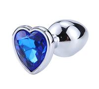 Plug anale Plug anale in acciaio inossidabile a forma di cuore Plug anale diamantato Giocattoli ano di cristallo Massaggiatore prostatico Prodotti per adulti Giocattoli sessuali (blu, S)