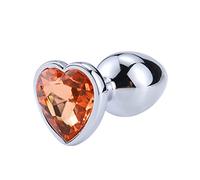 Plug anale Plug anale in acciaio inossidabile a forma di cuore Plug anale diamantato Giocattoli ano di cristallo Massaggiatore prostatico Prodotti per adulti Giocattoli sessuali(Oro,S)