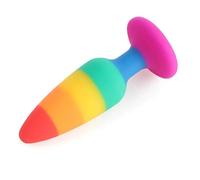 Plug anale Plug anale in gel di silice arcobaleno, plug anale multicolore in 3 dimensioni, dildo indossabile Per anale con forti giocattoli sessuali Per coppie gay