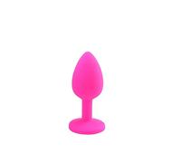 Plug anale Plug anale in silicone a più colori di 3 dimensioni con gioielli in cristallo Smooth Touch Anal No Vibration Sex Toys Gay (Pink-L)