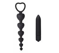 Plug anale Plug anale in silicone con mini vibratore cuore perline massaggiatore stimolante del punto G ano masturbazione giocattolo del sesso anale per adulti(con vibratore-B)