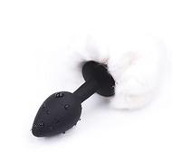 Plug anale Plug anale Tail Role Play Massager della prostata in acciaio inossidabile Smooth Touch Tail Sex Gay (silicone bianco)