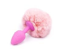 Plug anale Plug anale Tail Role Play Massager della prostata in acciaio inossidabile Smooth Touch Tail Sex Gay (silicone rosa)