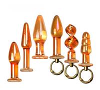 Plug anale Plug anale trasparente oro Perline anali di cristallo Macchina del sesso del dildo Masturbatore dell'ano Giocattoli del sesso Per Coppia uomo donna