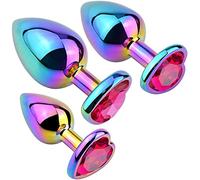 Plug anale Plug anali 3PCS Set anale Butt plug in metallo colorato Gioielli a forma di cuore Giocattoli del sesso anale Principianti Utenti avanzati(1)