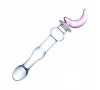 Plug anale Prodotti del sesso gay Butt Plug Stimolazione anale Vibratore Cuore d'amore San Valentino Vetro Dildo anale Plug giocattolo del sesso (Crescent)