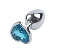 Plug anale S/M/L Plug anale Cuore in acciaio inossidabile Plug anale in cristallo Plug anale rimovibile Stimolatore Giocattoli anali Massaggiatore prostatico Dildo (azzurro)