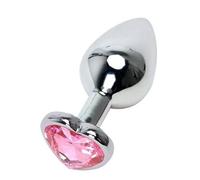 Plug anale S/M/L Plug anale Cuore in acciaio inossidabile Plug anale in cristallo Rimovibile Butt Plug Stimolatore Giocattoli anali Massaggiatore prostatico Dildo(Rosa)
