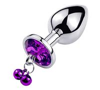 Plug anale S/M/L Taglie Plug anale in metallo Campane con catena Smooth Touch Stimolatore anale Giocattoli del sesso Giochi per adulti Prodotti del sesso anale(Rotondo viola M)