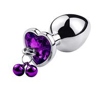 Plug anale S/M/L Taglie Plug anale in metallo Campane con catena Smooth Touch Stimolatore anale Giocattoli del sesso Giochi per adulti Prodotti del sesso anale(Cuore viola L)