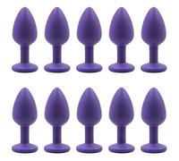 Plug anale Set da 10 pezzi Plug anale in silicone Forma rotonda Tappo in cristallo blu Giocattoli per adulti Coppie anali (10 pezzi viola)