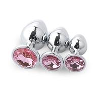 Plug anale Sex Toys 3 Taglia S/M/L Stimolatore per plug anale in cristallo in acciaio inossidabile Giocattoli per masturbazione anale Massaggiatore per la prostata Dildo (rosa)