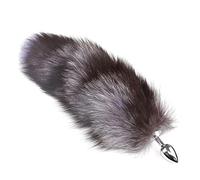 Plug anale Sex Toys Cosplay Maschera Coda Plug anale Ano in metallo Butt Plug Maschera Mezza maschera per gatti Maschera per adulti sexy Maschere per giochi (StainlesCoffeeSilver)