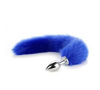Plug anale Sex Toys Cosplay Maschera Coda Plug anale Metallo Anus Butt Plug Maschera Mezza maschera per gatti Maschera per adulti sexy Maschere per giochi (inossidabile Deep Blue)