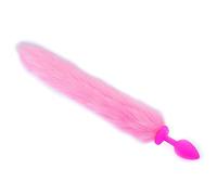 Plug anale Sex Toys Cosplay Maschera Coda Plug anale Metallo Anus Butt Plug Maschera Mezza maschera da gatto Party Maschera per adulti sexy Maschere da gioco (silicone rosa)