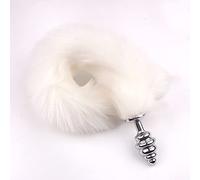 Plug anale Sex Toys Cosplay Maschera Coda Plug anale Metallo Anus Butt Plug Maschera Mezza maschera per gatti Maschera per adulti sexy Maschere per giochi (inossidabile bianco2)