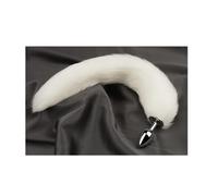 Plug anale Sex Toys Cosplay Maschera Coda Plug anale Metallo Anus Butt Plug Maschera Mezza maschera per gatti Maschera per adulti sexy Maschere per giochi (inossidabile bianco)