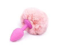 Plug anale Sexy plug anale Coda in acciaio inossidabile e tappi di testa in silicone Sex Toys Stimolatore dell'ano gay Coppia di tocco morbido (silicone rosa)