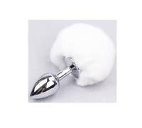 Plug anale Sexy Plug anale Coda Tappi a testa in acciaio inossidabile e silicone Giocattoli sessuali Stimolatore dell'ano gay Coppia tocco liscio (Bianco inossidabile)