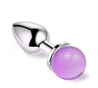Plug anale Sfera di vetro colorato di piccole dimensioni Dia 28mm plug anale perline di base giocattolo di vibrazione proiettile di testa in metallo