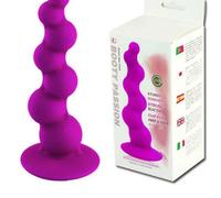 Plug anale sfere a spirale con ventosa morbido viola silicone morbido 15,5 cm