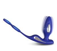 Plug anale Shock elettrico Vibratore anale Butt Plug Massaggiatore della prostata Anello di ritardo del telecomando Giocattoli del sesso (blu senza telecomando)