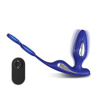 Plug anale Shock elettrico Vibratore anale Butt Plug Massaggiatore della prostata Anello di ritardo del telecomando Giocattoli del sesso (telecomando blu)