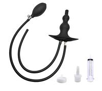 Plug anale Spruzzo d'acqua Plug anale gonfiabile Pulitore anale Anal Rear Court Pull Bead Plug anale Adulto SM Giocattoli sessuali alternativi (con siringa)