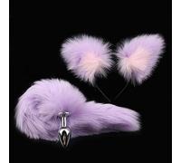 Plug anale Tocco morbido Simpatico plug anale Orecchie di gatto Fasce Set Soft Fox Tail Butt plug in metallo Cosplay Giocattoli sessuali Per Masturbatore femminile