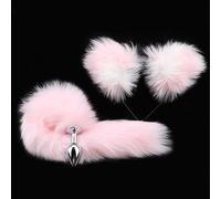 Plug anale Tocco morbido Simpatico plug anale Orecchie di gatto Fasce Set Soft Fox Tail Butt plug in metallo Cosplay Giocattoli sessuali Per Masturbatore femminile