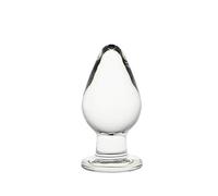Plug Anale Vetro M (5 * 10cm) con Base e Impugnatura Gioco Termico Resistente al Calore per Solo e Coppia