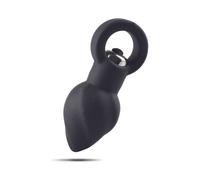 Plug anale vibrante in silicone nero dilatatore butt fallo liscio vibrante black
