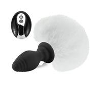 Plug anale Vibratore con coda Dildo Plug anale Telecomando Dilatatore ano Accessori cosplay per adulti Plug anale vibrante (bianco)