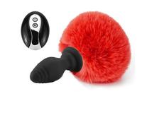 Plug anale Vibratore con coda Dildo Plug anale Telecomando Dilatatore ano Accessori cosplay per adulti Plug anale vibrante (rosso)