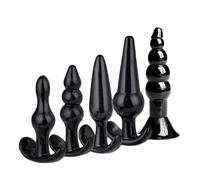 Plug anale Vibratore Plug anale Combinazione Butt Plug Set Vibrante perline anali Kit Massaggiatore prostatico Giocattoli sessuali Stimolatore ano (nero 5 pezzi)