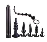 Plug anale Vibratore Plug anale Combinazione Butt Plug Set Vibrante perline anali Kit Massaggiatore prostatico Giocattoli sessuali Stimolatore ano (Set 7 pezzi nero)