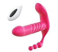 Plug anale Vibratore telescopico a 7 frequenze con vibratore a tre motori, plug anale con punto G, giocattolo sessuale Per Macchina per il sesso con masturbatore con dildo per donna