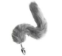 Plug anale Volpe grigia/coda di cane Plug anale peloso in metallo Giocattoli sexy Butt plug Flirt Plug ano Per Giocattolo per adulti coda di gatto per donne