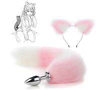 Plug anali con coda di volpe artificiale peluche orecchie di gatto Set metallo anale Dildo Docking Plugs Prostata G Spot Stimolazione anale Dilatatore SM Gioco di ruolo Fetish Giocattoli(S)