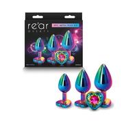 Plug anali Set 3 Rainbow alluminio progressivi con pietra a cuore multicolore
