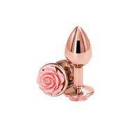 Plug butt anale piccolo con Rosa mini dildo in metallo dilatatore indossabile