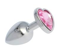 Plug Dildo fallo anale in alluminio con gioiello a cuore Rosa per Uomo donna